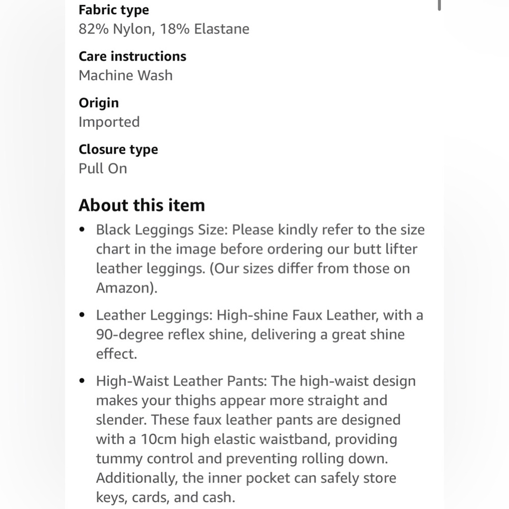 🕶️New Black Faux Leather Leggings Ankle Skinny Pants LARGE Stretch Slimming - Picture 5 of 10